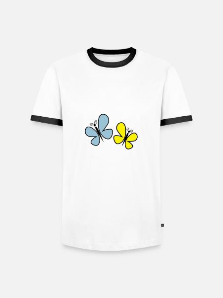 papillons 02 - T-shirt contrasté Homme - blanc/noir
