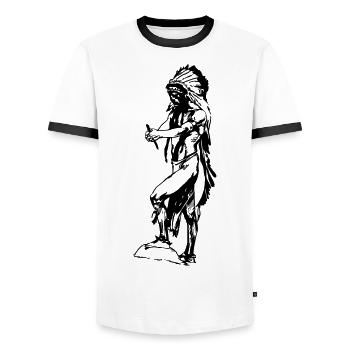 Indians america idea gift natives - Men's Ringer Shirt - white/black - Front - AI Model Female 172 light (172cm) & AI Model Male 178 dark (178cm)