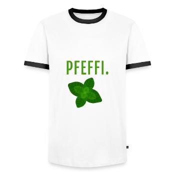 Pfefferminz Likör Pfeffi Vatertag Sauf - Männer Kontrast-T-Shirt - Weiß/Schwarz - Vorne - AI Model Female 172 light (172cm) & AI Model Male 178 dark (178cm)