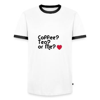 coffee tea or me - T-shirt contrasté Homme - blanc/noir - Devant - AI Model Female 172 light (172cm) & AI Model Male 178 dark (178cm)