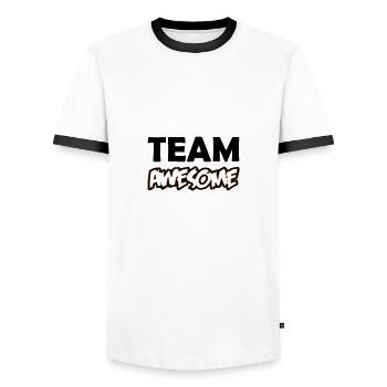 team awesome 02 - Männer Kontrast-T-Shirt - Weiß/Schwarz - Vorne - AI Model Female 172 light (172cm) & AI Model Male 178 dark (178cm)