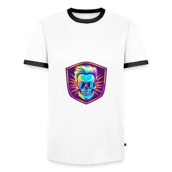 Punker Totenkopf Party - Männer Kontrast-T-Shirt - Weiß/Schwarz - Vorne - AI Model Female 172 light (172cm) & AI Model Male 178 dark (178cm)