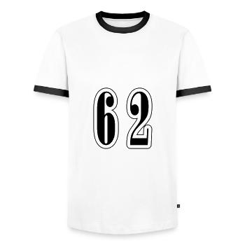 62 Number Symbol - Men's Ringer Shirt - white/black - Front - AI Model Female 172 light (172cm) & AI Model Male 178 dark (178cm)