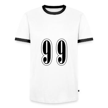 99 Symbole numérique - T-shirt contrasté Homme - blanc/noir - Devant - AI Model Female 172 light (172cm) & AI Model Male 178 dark (178cm)