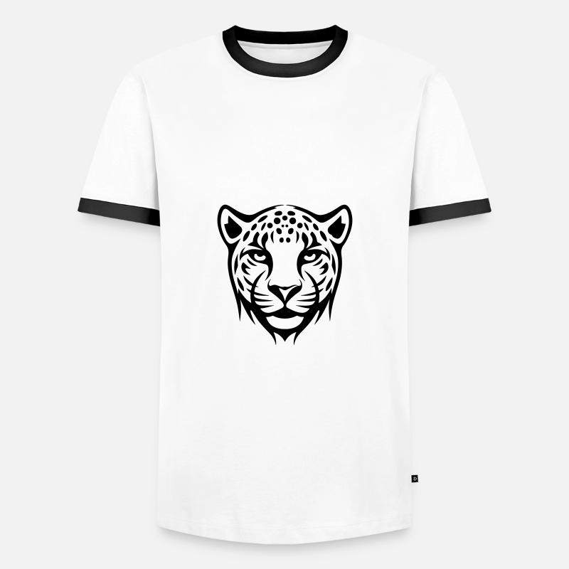 Cheetah Head - Men's Ringer Shirt - white/black