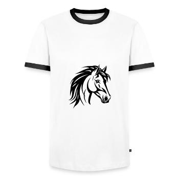 Tête de cheval - T-shirt contrasté Homme - blanc/noir - Devant - AI Model Female 172 light (172cm) & AI Model Male 178 dark (178cm)