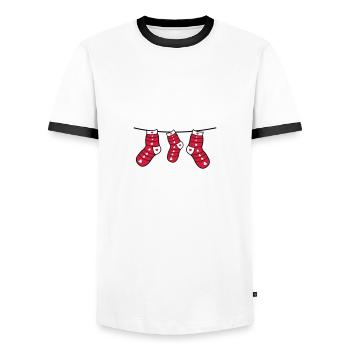 chaussettes de noël - T-shirt contrasté Homme - blanc/noir - Devant - AI Model Female 172 light (172cm) & AI Model Male 178 dark (178cm)