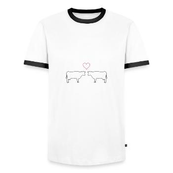 amour de vache - T-shirt contrasté Homme - blanc/noir - Devant - AI Model Female 172 light (172cm) & AI Model Male 178 dark (178cm)