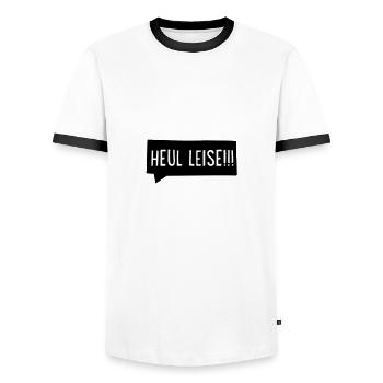 Heul leise - Männer Kontrast-T-Shirt - Weiß/Schwarz - Vorne - AI Model Female 172 light (172cm) & AI Model Male 178 dark (178cm)