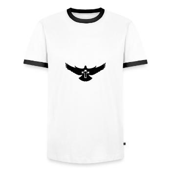 deaf holy spirit 01 - Men's Ringer Shirt - white/black - Front - AI Model Female 172 light (172cm) & AI Model Male 178 dark (178cm)