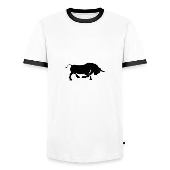 stier - Männer Kontrast-T-Shirt - Weiß/Schwarz - Vorne - AI Model Female 172 light (172cm) & AI Model Male 178 dark (178cm)
