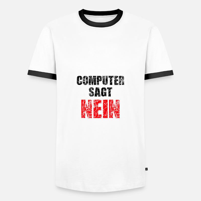 computer nein - Männer Kontrast-T-Shirt - Weiß/Schwarz