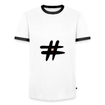 Signe du losange. #. Signe de ponctuation. Panneaux Web. - T-shirt contrasté Homme - blanc/noir - Devant - AI Model Female 172 light (172cm) & AI Model Male 178 dark (178cm)