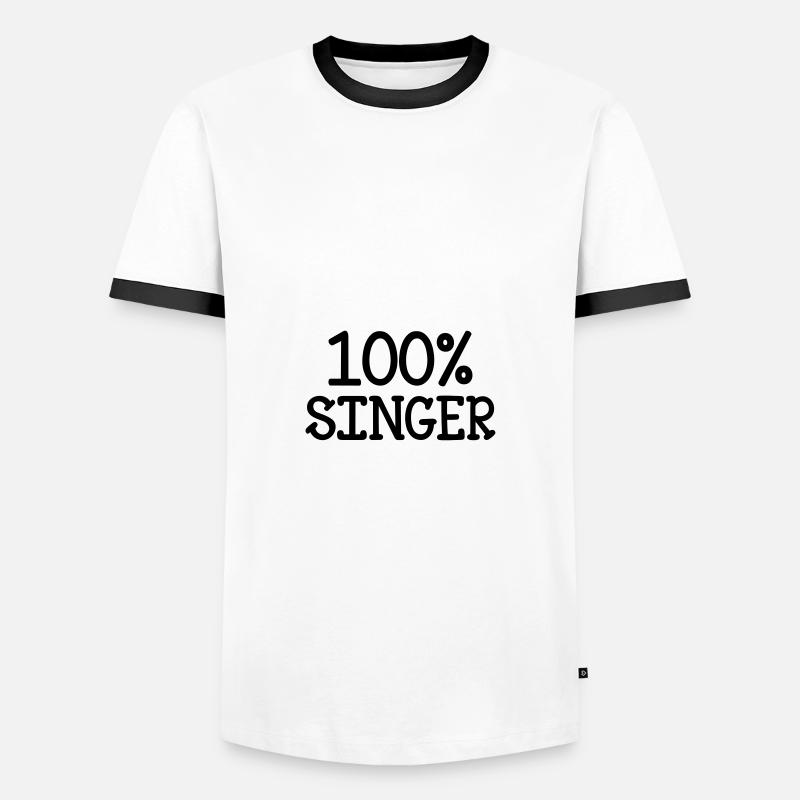 100% Singer - Männer Kontrast-T-Shirt - Weiß/Schwarz