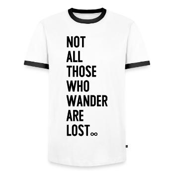 Not all those who wander are lost - Männer Kontrast-T-Shirt - Weiß/Schwarz - Vorne - AI Model Female 172 light (172cm) & AI Model Male 178 dark (178cm)