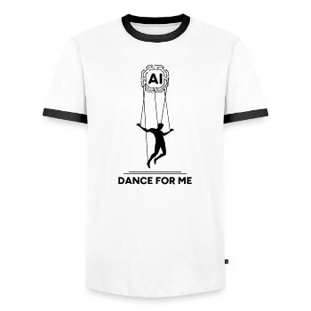 Artificial Intelligence Marionette Dance For Me - Men's Ringer Shirt - white/black - Front - AI Model Female 172 light (172cm) & AI Model Male 178 dark (178cm)