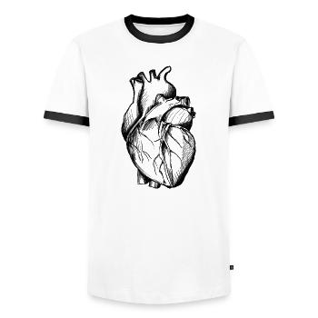 Herz Illustration - Männer Kontrast-T-Shirt - Weiß/Schwarz - Vorne - AI Model Female 172 light (172cm) & AI Model Male 178 dark (178cm)