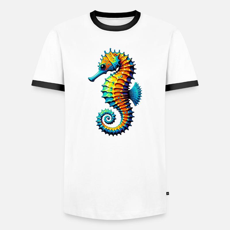 Seepferdchen - Männer Kontrast-T-Shirt - Weiß/Schwarz