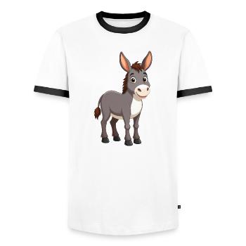 donkey - Men's Ringer Shirt - white/black - Front - AI Model Female 172 light (172cm) & AI Model Male 178 dark (178cm)