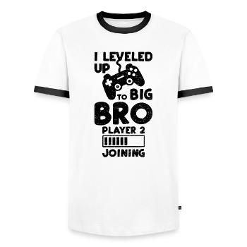 I Leveled Up To Big Bro Player 2 Joining - Brother - Männer Kontrast-T-Shirt - Weiß/Schwarz - Vorne - AI Model Female 172 light (172cm) & AI Model Male 178 dark (178cm)
