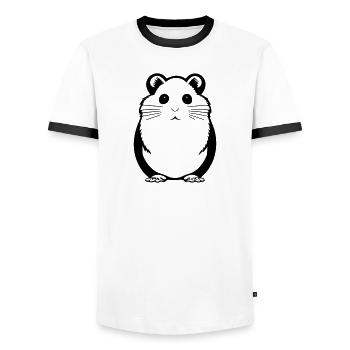 hamster - Men's Ringer Shirt - white/black - Front - AI Model Female 172 light (172cm) & AI Model Male 178 dark (178cm)