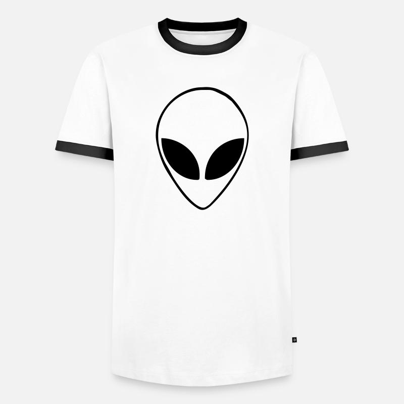 Alien Kopf - Männer Kontrast-T-Shirt - Weiß/Schwarz