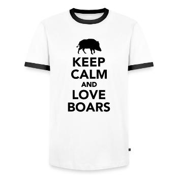 Wildschwein - Männer Kontrast-T-Shirt - Weiß/Schwarz - Vorne - AI Model Female 172 light (172cm) & AI Model Male 178 dark (178cm)