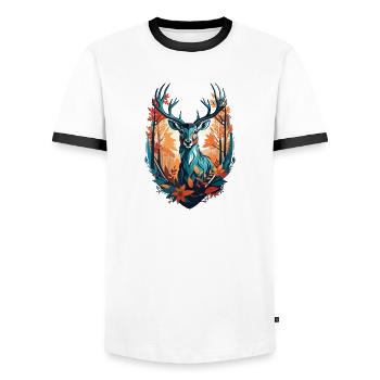 Cerf - T-shirt contrasté Homme - blanc/noir - Devant - AI Model Female 172 light (172cm) & AI Model Male 178 dark (178cm)