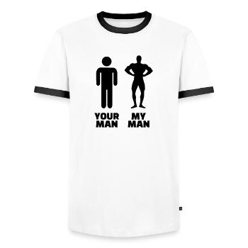 Your Man my Man - Men's Ringer Shirt - white/black - Front - AI Model Female 172 light (172cm) & AI Model Male 178 dark (178cm)