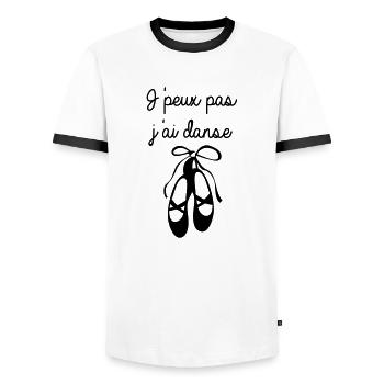 J'peux pas j'ai danse - T-shirt contrasté Homme - blanc/noir - Devant - AI Model Female 172 light (172cm) & AI Model Male 178 dark (178cm)