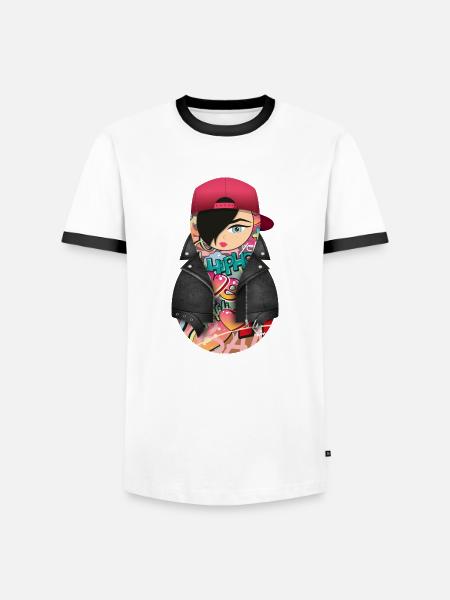 Matroschka Nina - Männer Kontrast-T-Shirt - Weiß/Schwarz