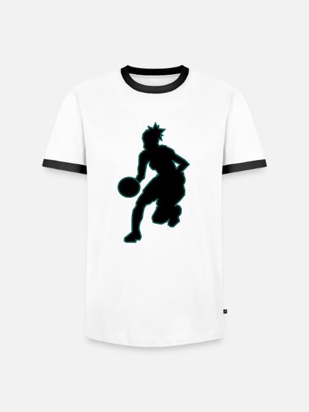 fille_basketteuse,message,sport,musculation - T-shirt contrasté Homme - blanc/noir