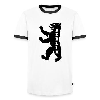 berlin - Männer Kontrast-T-Shirt - Weiß/Schwarz - Vorne - AI Model Female 172 light (172cm) & AI Model Male 178 dark (178cm)
