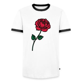 rose_002 - Männer Kontrast-T-Shirt - Weiß/Schwarz - Vorne - AI Model Female 172 light (172cm) & AI Model Male 178 dark (178cm)