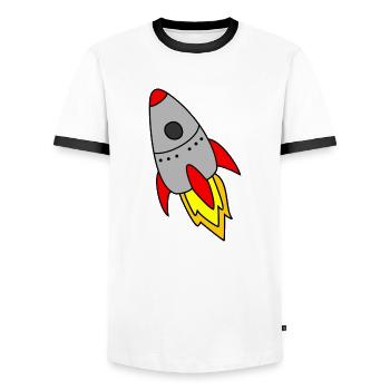 rocket - Men's Ringer Shirt - white/black - Front - AI Model Female 172 light (172cm) & AI Model Male 178 dark (178cm)
