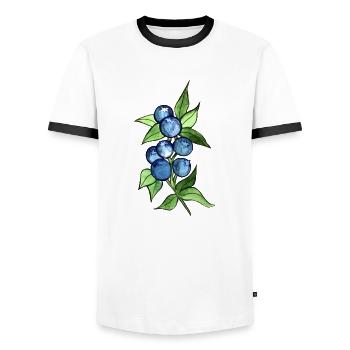 Blaubeeren - Männer Kontrast-T-Shirt - Weiß/Schwarz - Vorne - AI Model Female 172 light (172cm) & AI Model Male 178 dark (178cm)