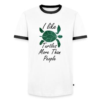 Turtles turtle - Men's Ringer Shirt - white/black - Front - AI Model Female 172 light (172cm) & AI Model Male 178 dark (178cm)