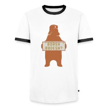 Wirst du Borsch sein Geschenk Familie Russland - Männer Kontrast-T-Shirt - Weiß/Schwarz - Vorne - AI Model Female 172 light (172cm) & AI Model Male 178 dark (178cm)