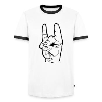 Geschenk Geste Silhouette Schweigefuchs - Männer Kontrast-T-Shirt - Weiß/Schwarz - Vorne - AI Model Female 172 light (172cm) & AI Model Male 178 dark (178cm)
