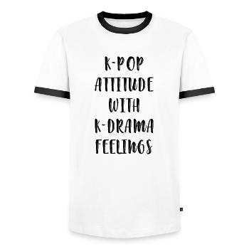 K-Pop K-Drama Kpop Kdrama Hallyu Corée du Sud - T-shirt contrasté Homme - blanc/noir - Devant - AI Model Female 172 light (172cm) & AI Model Male 178 dark (178cm)
