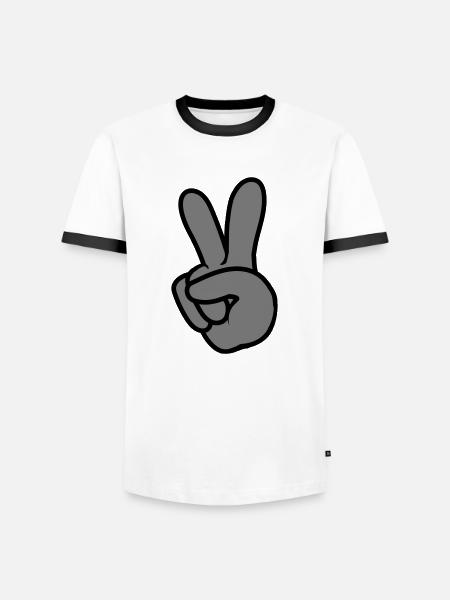 Peace Hand Sign - Men's Ringer Shirt - white/black