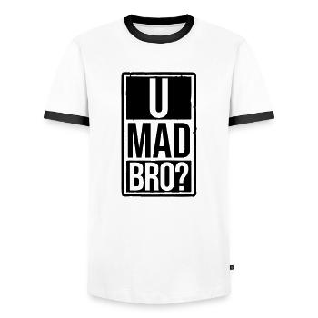 U mad bro - T-shirt contrasté Homme - blanc/noir - Devant - AI Model Female 172 light (172cm) & AI Model Male 178 dark (178cm)
