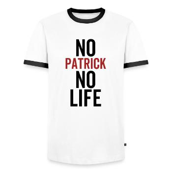 Pas de Patrick Pas de vie - T-shirt contrasté Homme - blanc/noir - Devant - AI Model Female 172 light (172cm) & AI Model Male 178 dark (178cm)