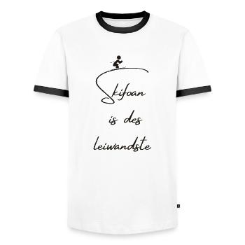 Skifoan is des Leiwandste - Männer Kontrast-T-Shirt - Weiß/Schwarz - Vorne - AI Model Female 172 light (172cm) & AI Model Male 178 dark (178cm)