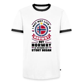 Norvège Norvège Norvège Drapeau Norvège Ressortissant - T-shirt contrasté Homme - blanc/noir - Devant - AI Model Female 172 light (172cm) & AI Model Male 178 dark (178cm)