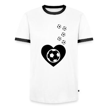 Fußball Soccer - Men's Ringer Shirt - white/black - Front - AI Model Female 172 light (172cm) & AI Model Male 178 dark (178cm)
