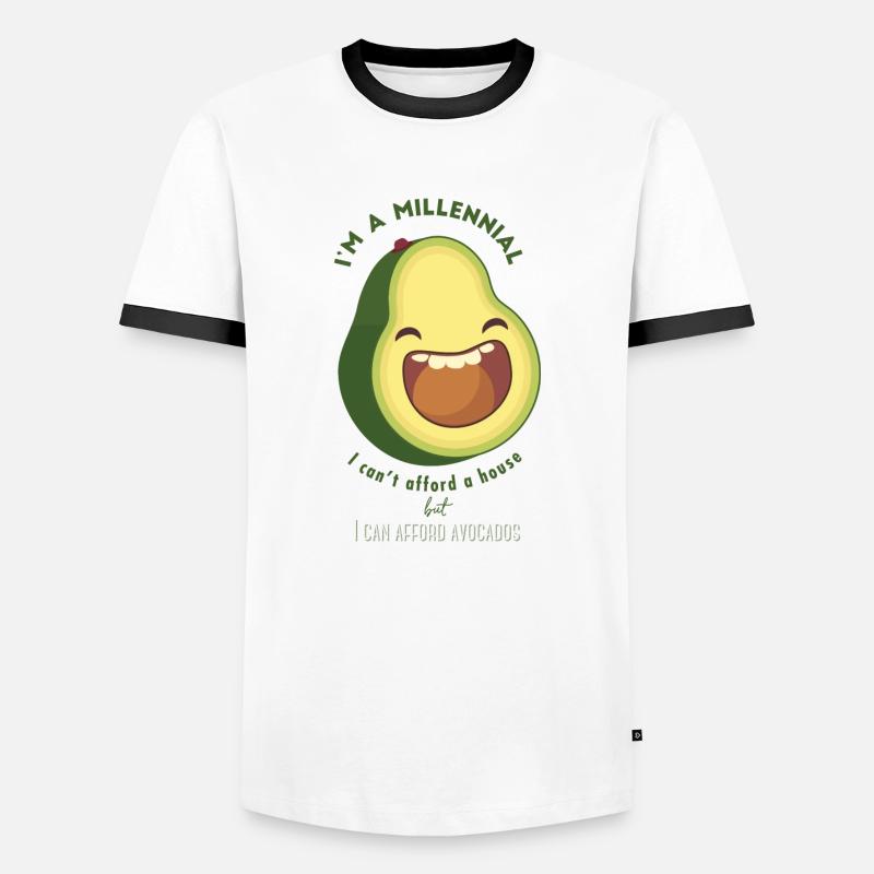 MILLENNIALS AVOCADO - Männer Kontrast-T-Shirt - Weiß/Schwarz