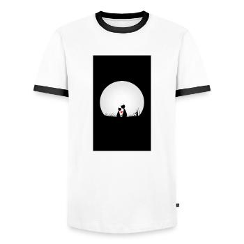 cats - T-shirt contrasté Homme - blanc/noir - Devant - AI Model Female 172 light (172cm) & AI Model Male 178 dark (178cm)