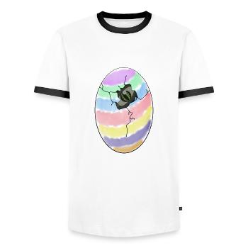 Überraschung zu Ostern (alternativ) - Männer Kontrast-T-Shirt - Weiß/Schwarz - Vorne - AI Model Female 172 light (172cm) & AI Model Male 178 dark (178cm)