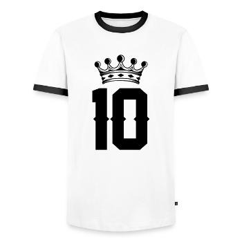 10 couronnes - T-shirt contrasté Homme - blanc/noir - Devant - AI Model Female 172 light (172cm) & AI Model Male 178 dark (178cm)